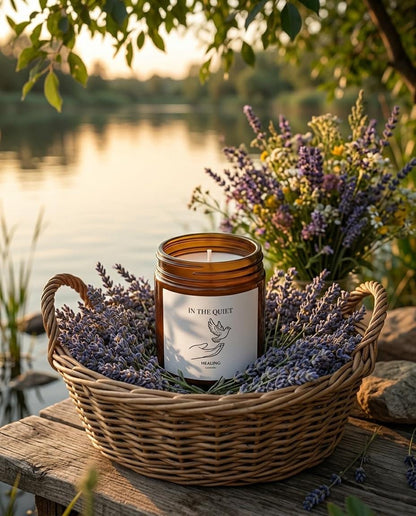 Healing Lavender Candle | Coconut Apricot Wax | Amber Jar | In The Quiet Collection