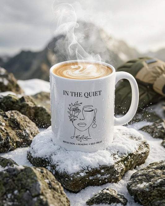 In the Quiet Mug – Minimalist Self-Reflection Coffee Mug | Mindful Gift for Calm Mornings