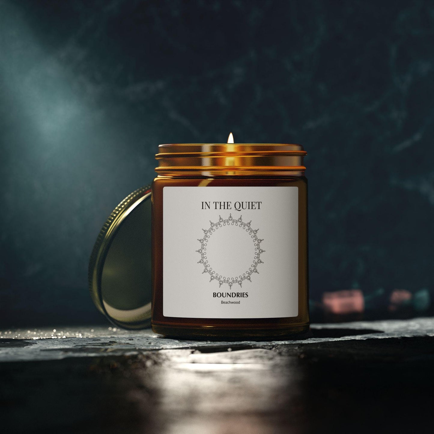 Boundaries Candle | Beachwood Scent | Coconut Apricot Wax | Amber Jar | In The Quiet Collection